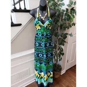 Hypnotik Multicolor Polyester Hater Neck Sleeveless Casual Long Maxi Dress Small